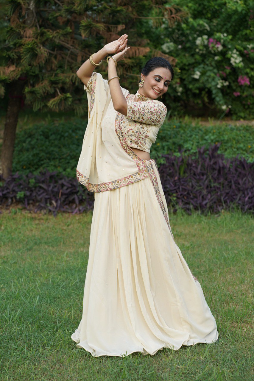 Sequins and Embroidery Stitched Lehenga With Vichitra Silk Dupatta