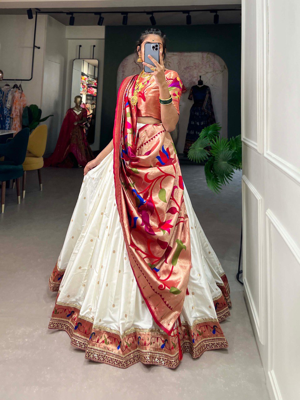 Jacquard Silk Paithani Lehenga Choli for Women