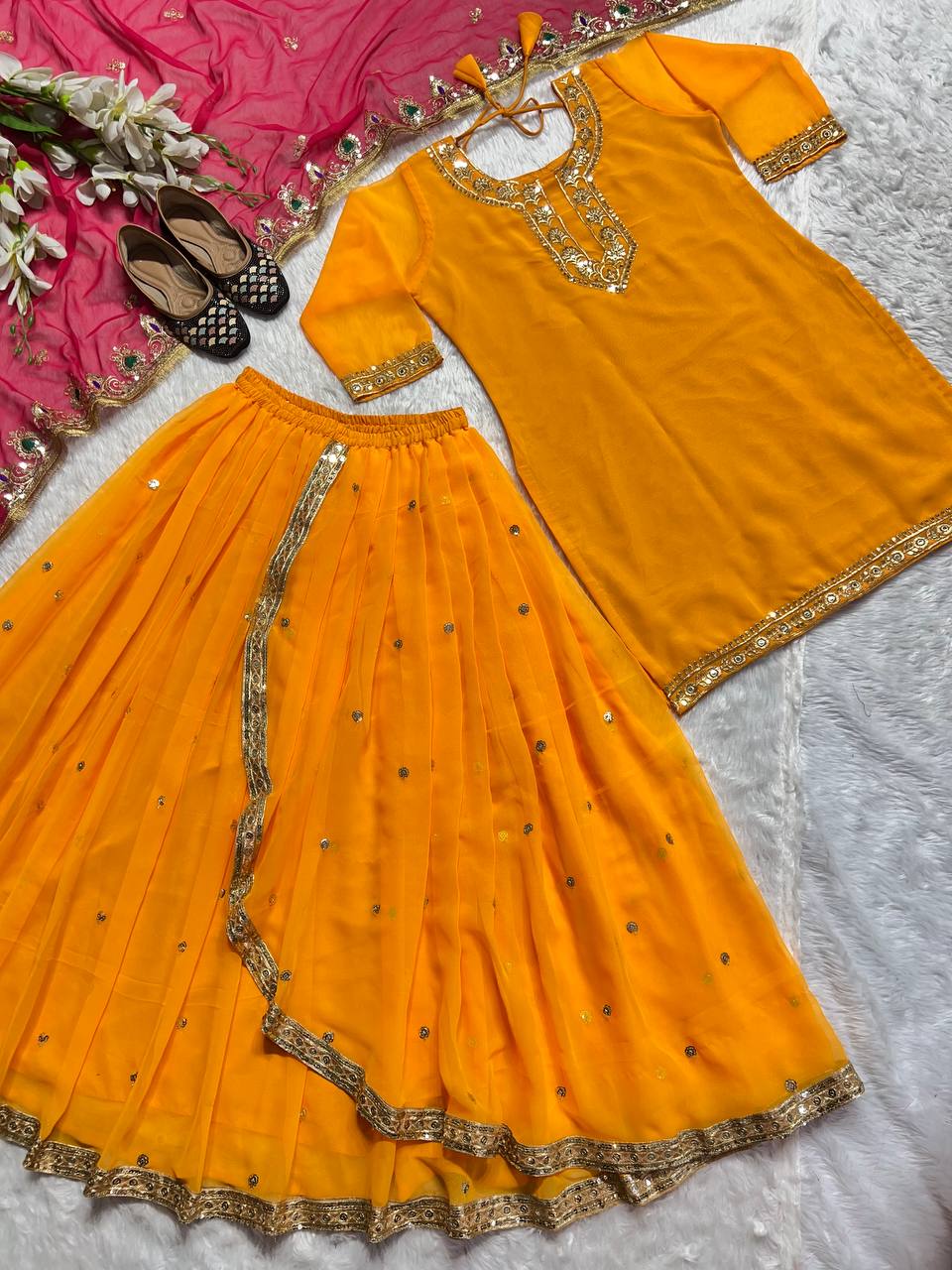 Faux Georgette Pakistani Suit with Dhoti Skirt for Women Wedding Occasion