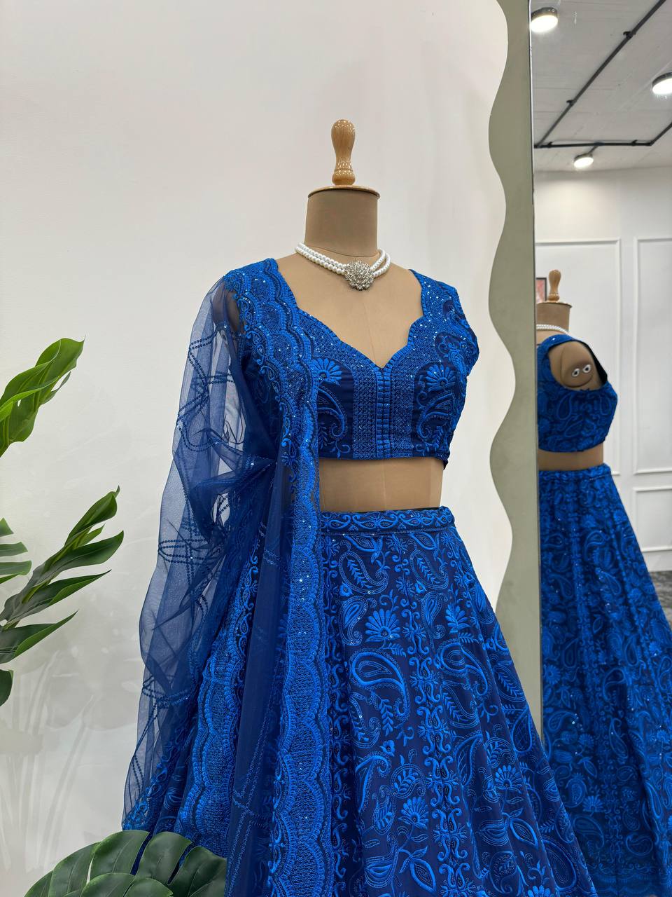 Gorgeous Foux Georgette Blue Lehenga Choli