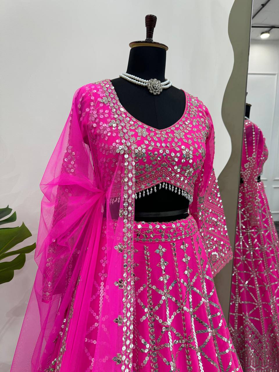 Pink Foux Georgette Lehenga Choli for Girl