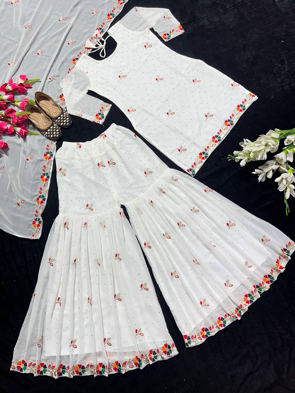 Punjabi Faux Georgette Sharara Set for Women