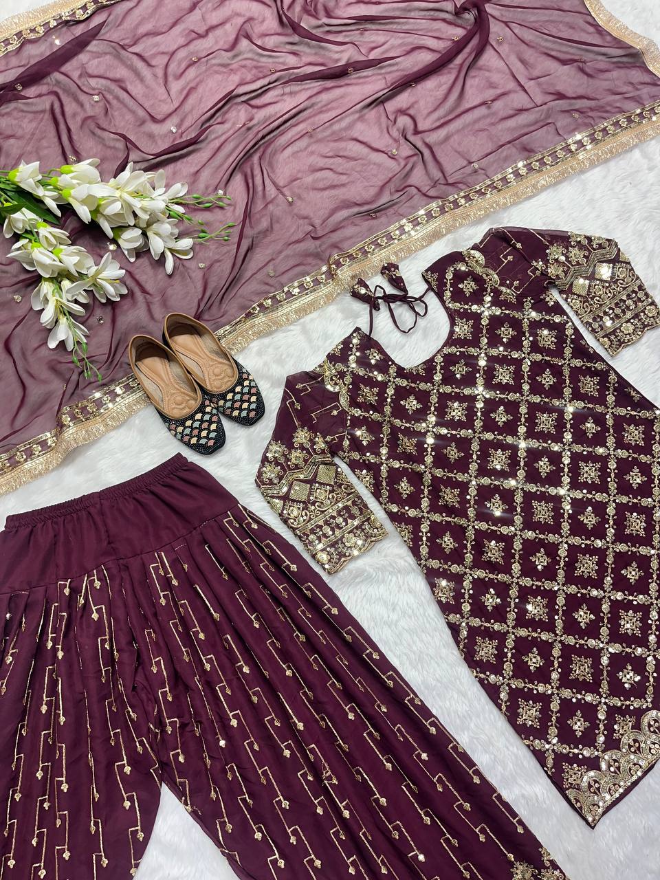 Georgette Top, Patiala Salwar Kameez, and Dupatta