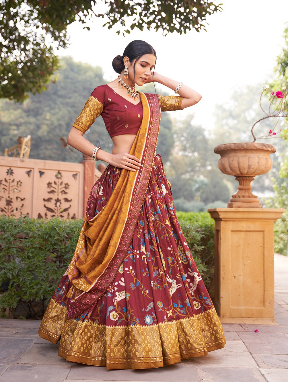 Minakari With Foil Printed Partywear Lehenga, Indian Wedding Wear