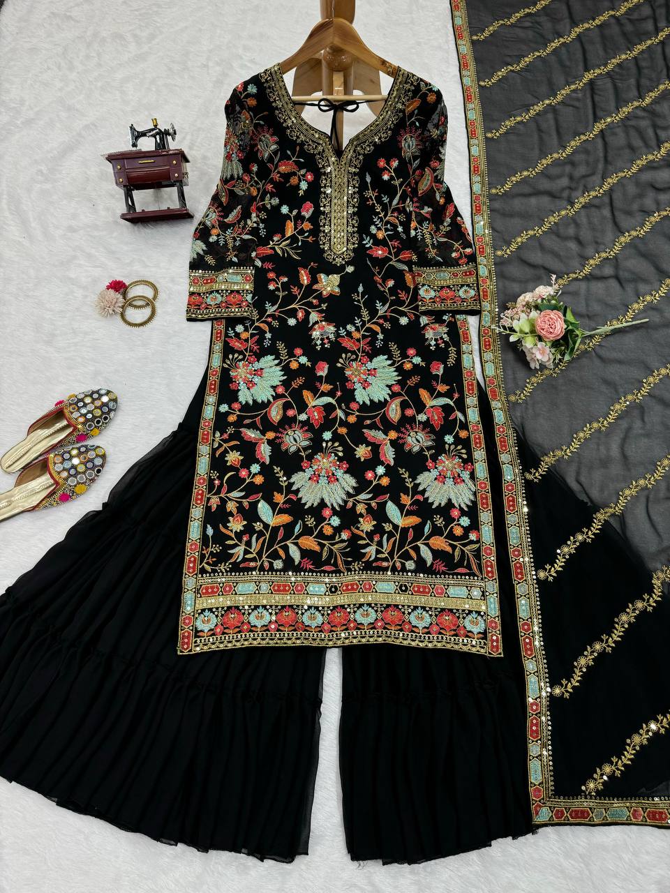 Faux Georgette Pakistani Sharara Suit for Women