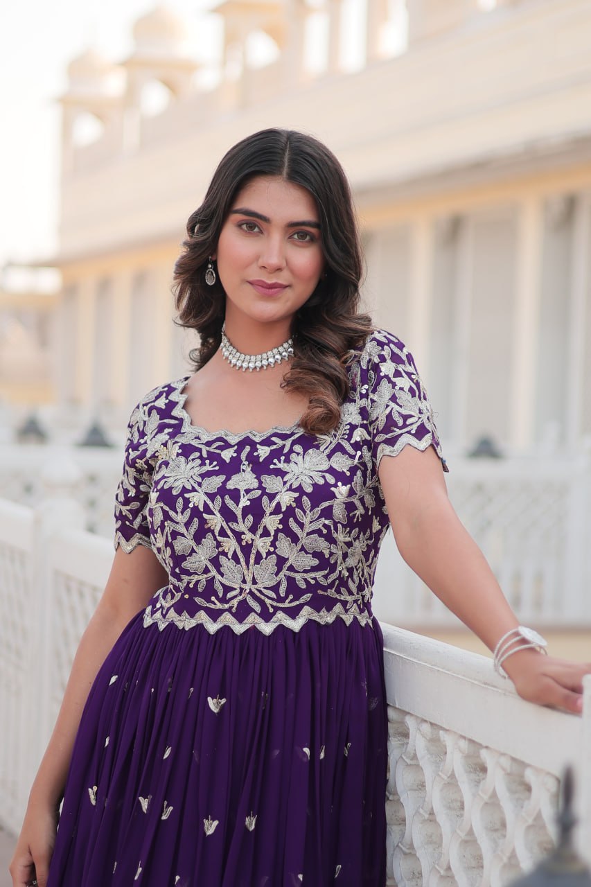 Purple Anarkali Gown for Wedding