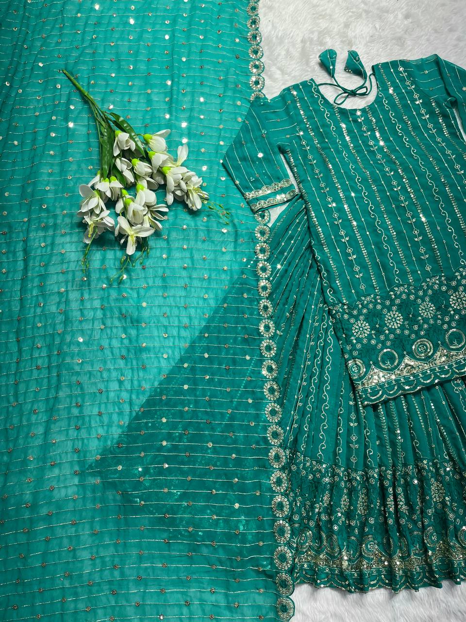 Green Suit with Lehenga For Wedding Occasion