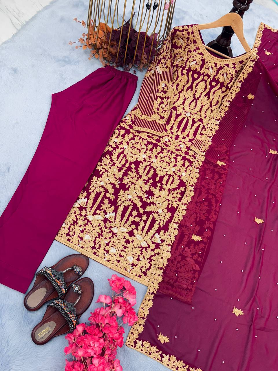 Wedding Wear Heavy Micro Cotton Salwar Kameez Set For Eid Special