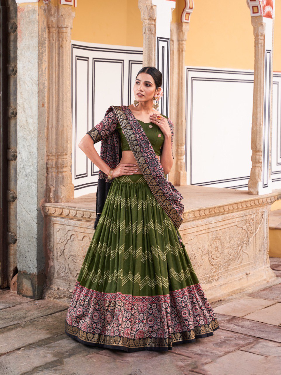 Tussar Silk  Printed Navratri Lehenga Choli for Women