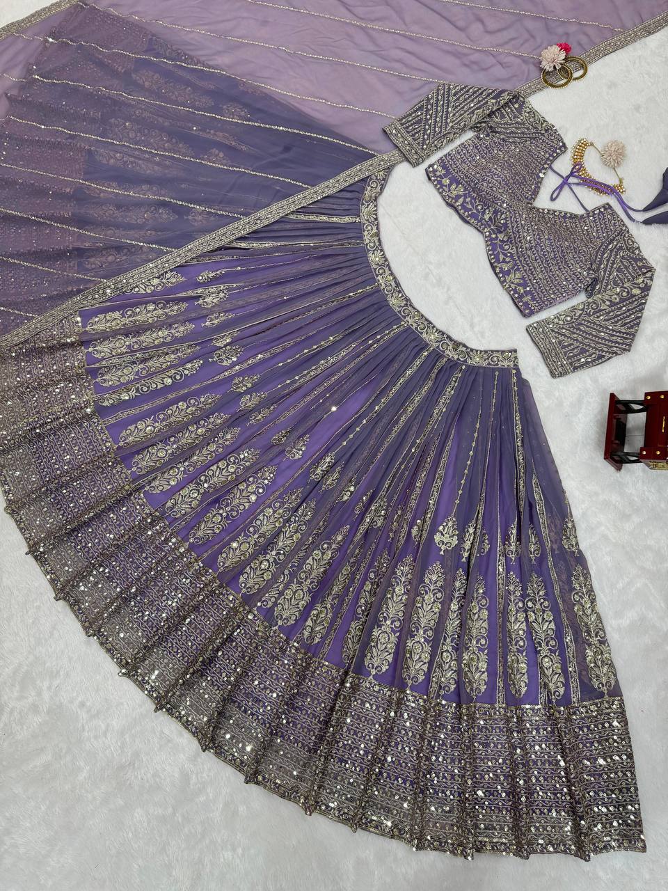 Faux Georgette Wedding Lehenga Choli for Women