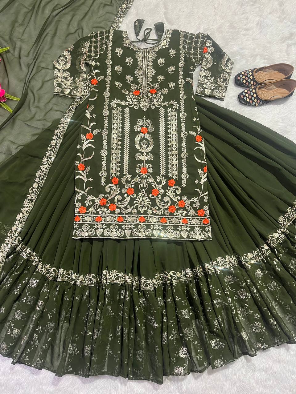 Premium Faux Georgette Lehenga With Embroidered Dupatta