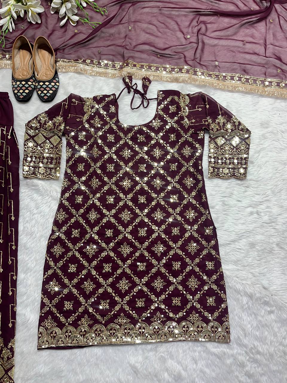 Georgette Top, Patiala Salwar Kameez, and Dupatta