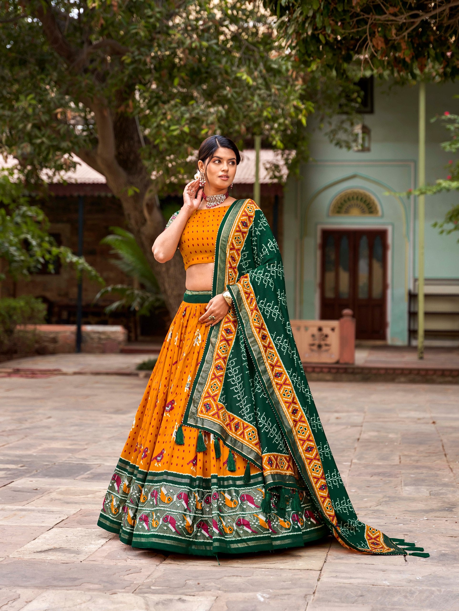 Readymade Silk Patola Work Lehenga Choli For Wedding