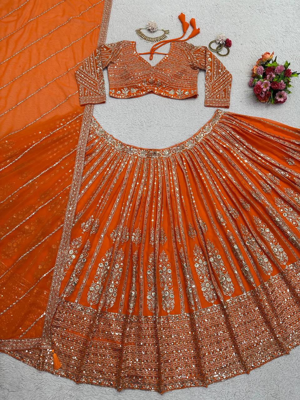 Faux Georgette Lehenga Choli for Wedding Outfit