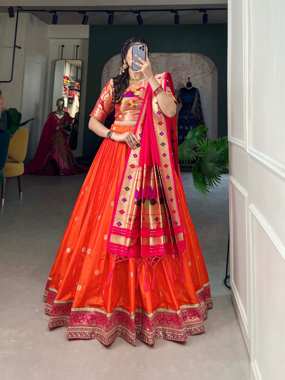 Jacquard Silk Paithani Lehenga Choli for Women