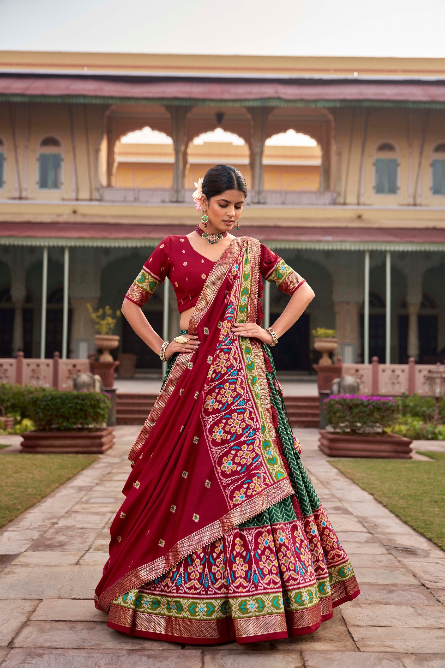 Patola Print Tussar Silk Lehenga Choli for Women