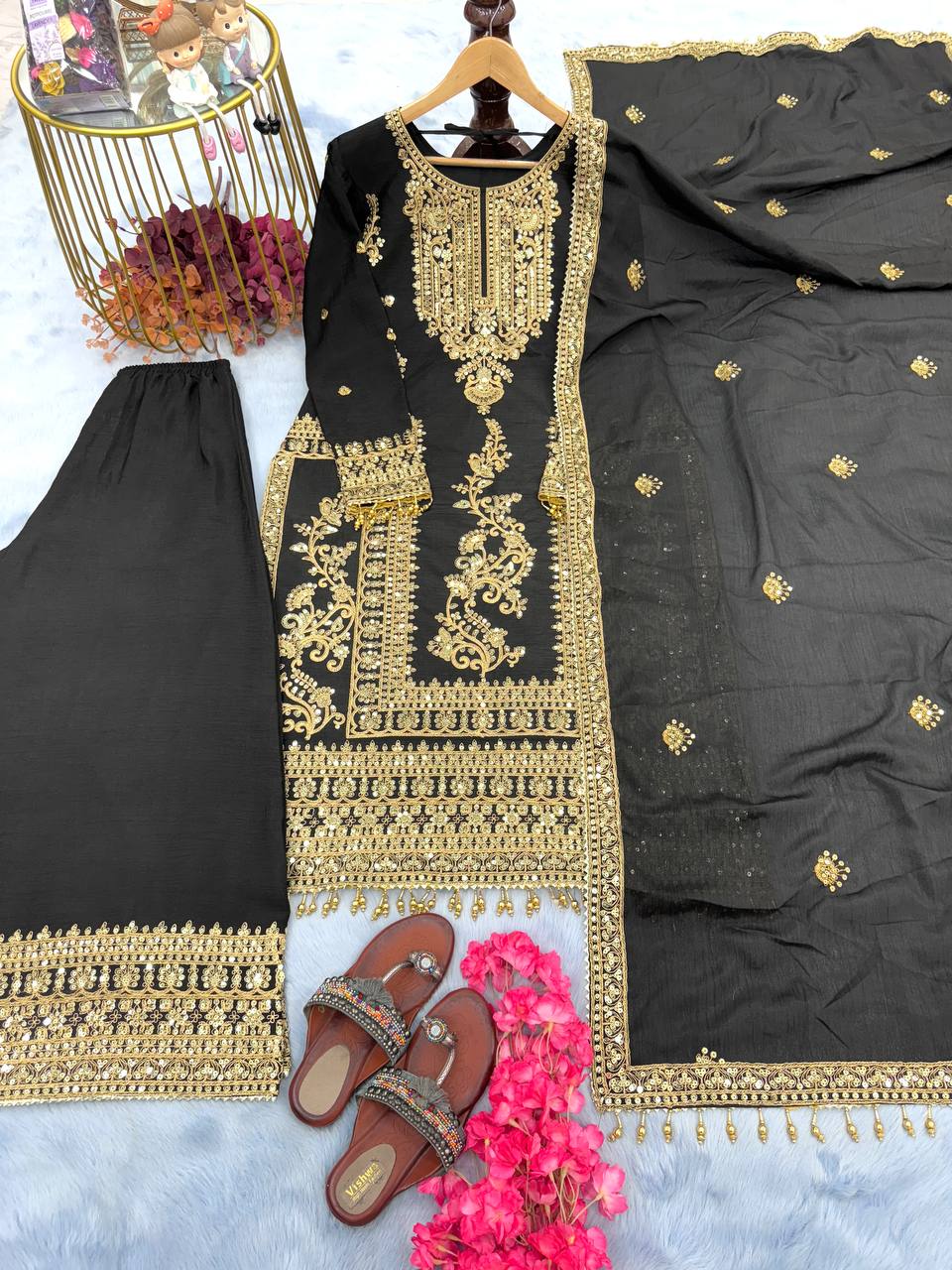 Designer Silk Embroidered Salwar Suit For Women