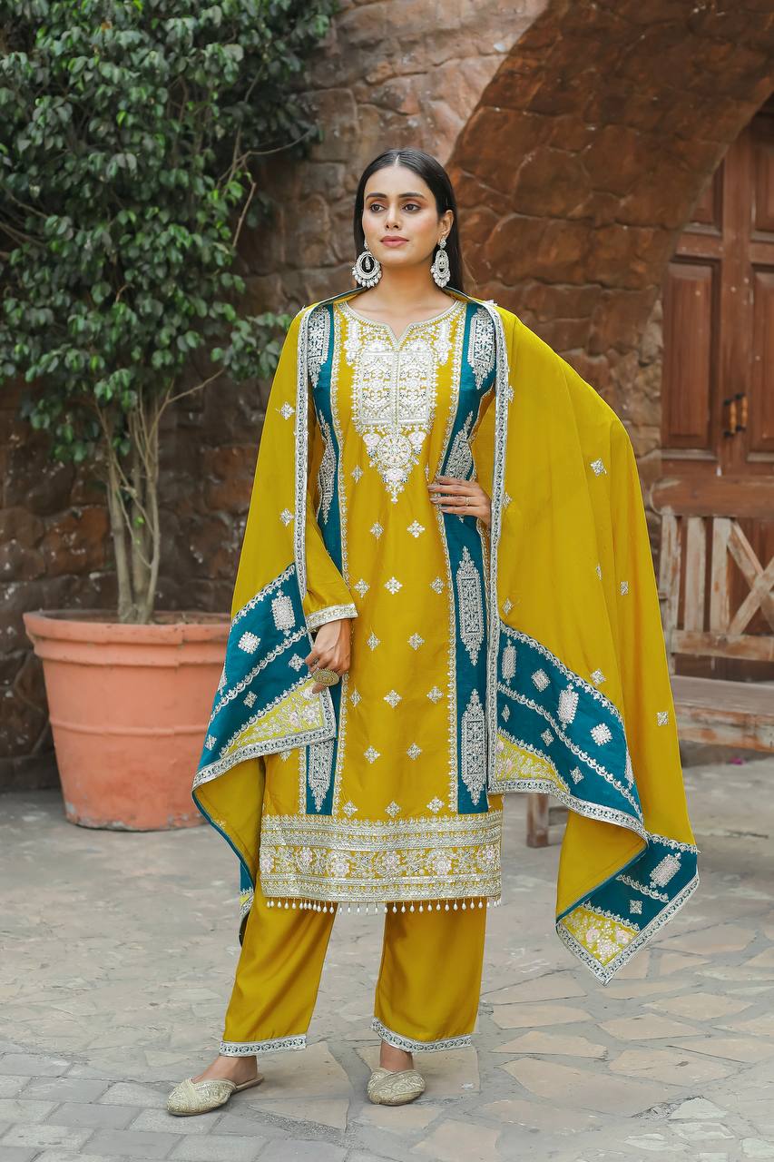 Faux Georgette  Embroidery Salwar Suit For Women, Women's Wear