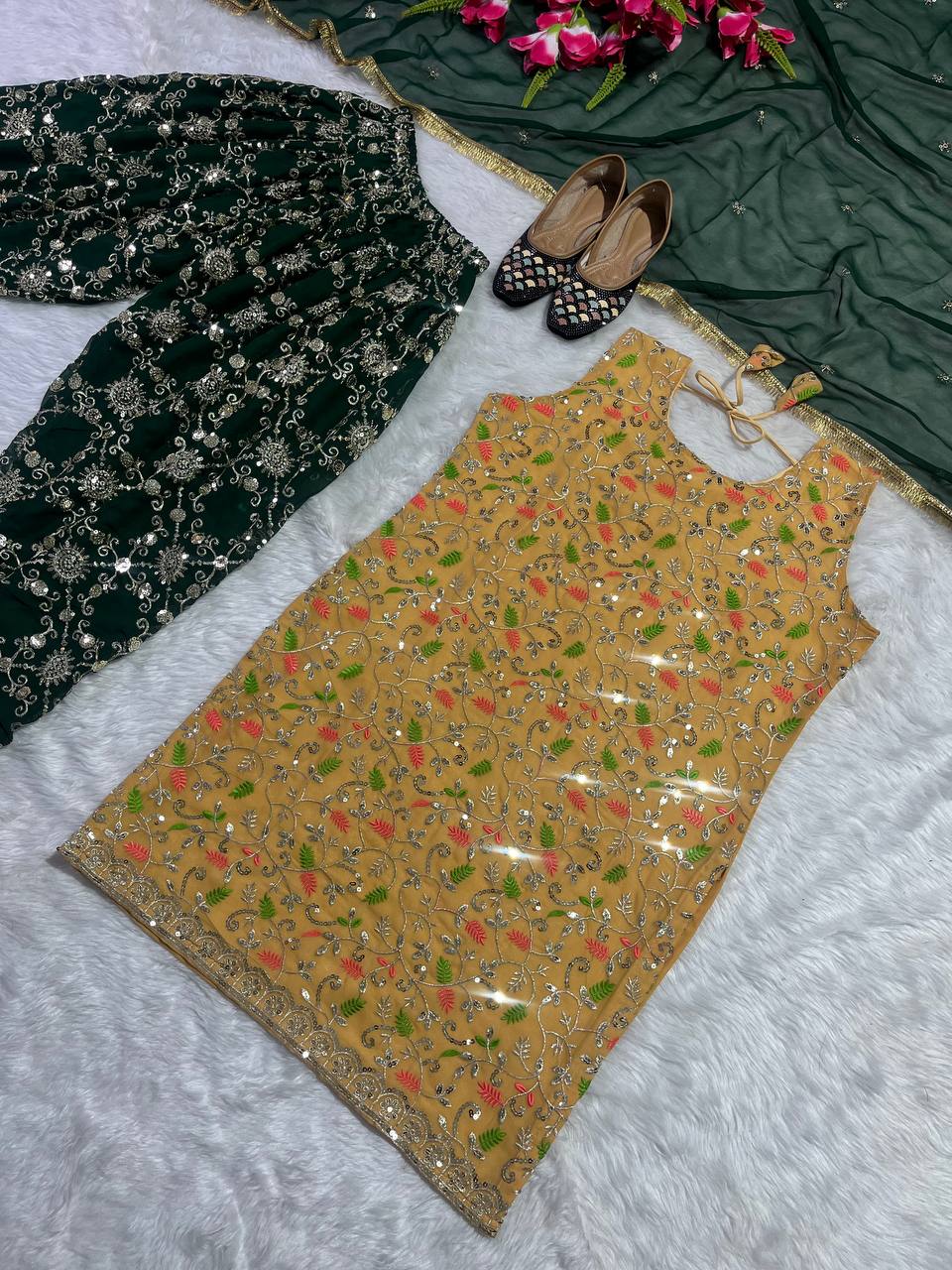 Yellow Top with Dhoti Salwar Set for Women