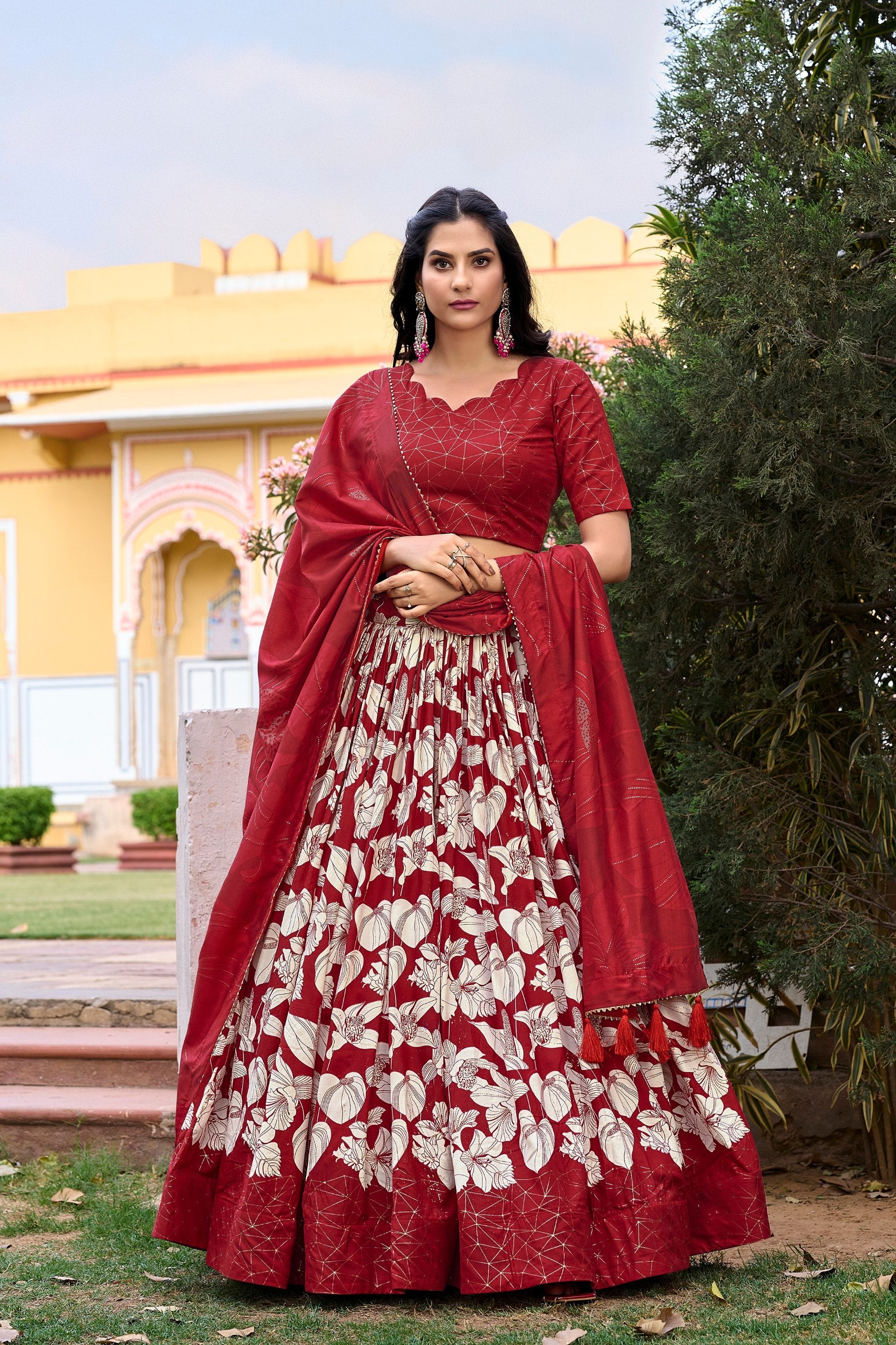 Floral Printed Partywear Lehenga Choli With Dupatta, Function Outfits