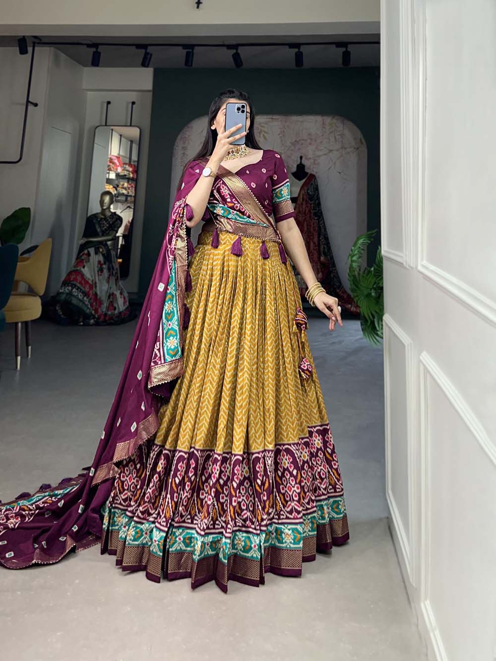 Tussar Silk Lehenga Choli for Navratri