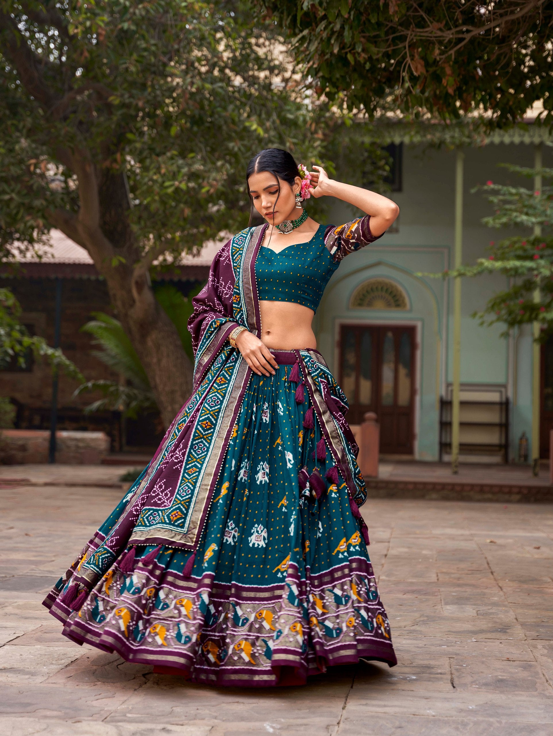 Readymade Silk Patola Work Lehenga Choli For Wedding