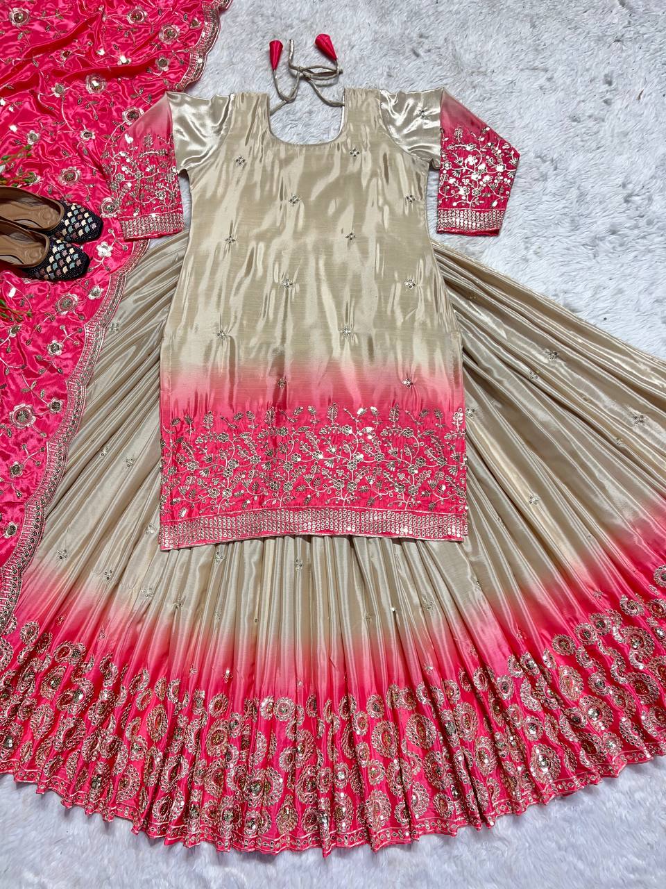 Premium Heavy Pure Chinon with digital printed Suit With Lehenga And Dupatta