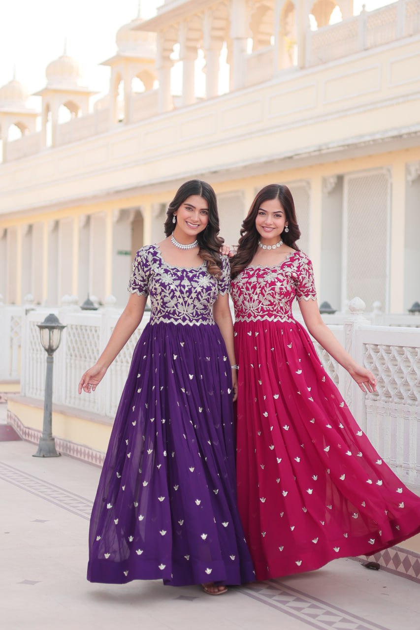 Purple Anarkali Gown for Wedding