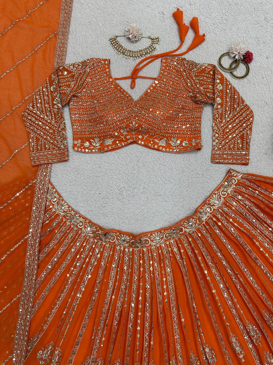 Faux Georgette Lehenga Choli for Wedding Outfit