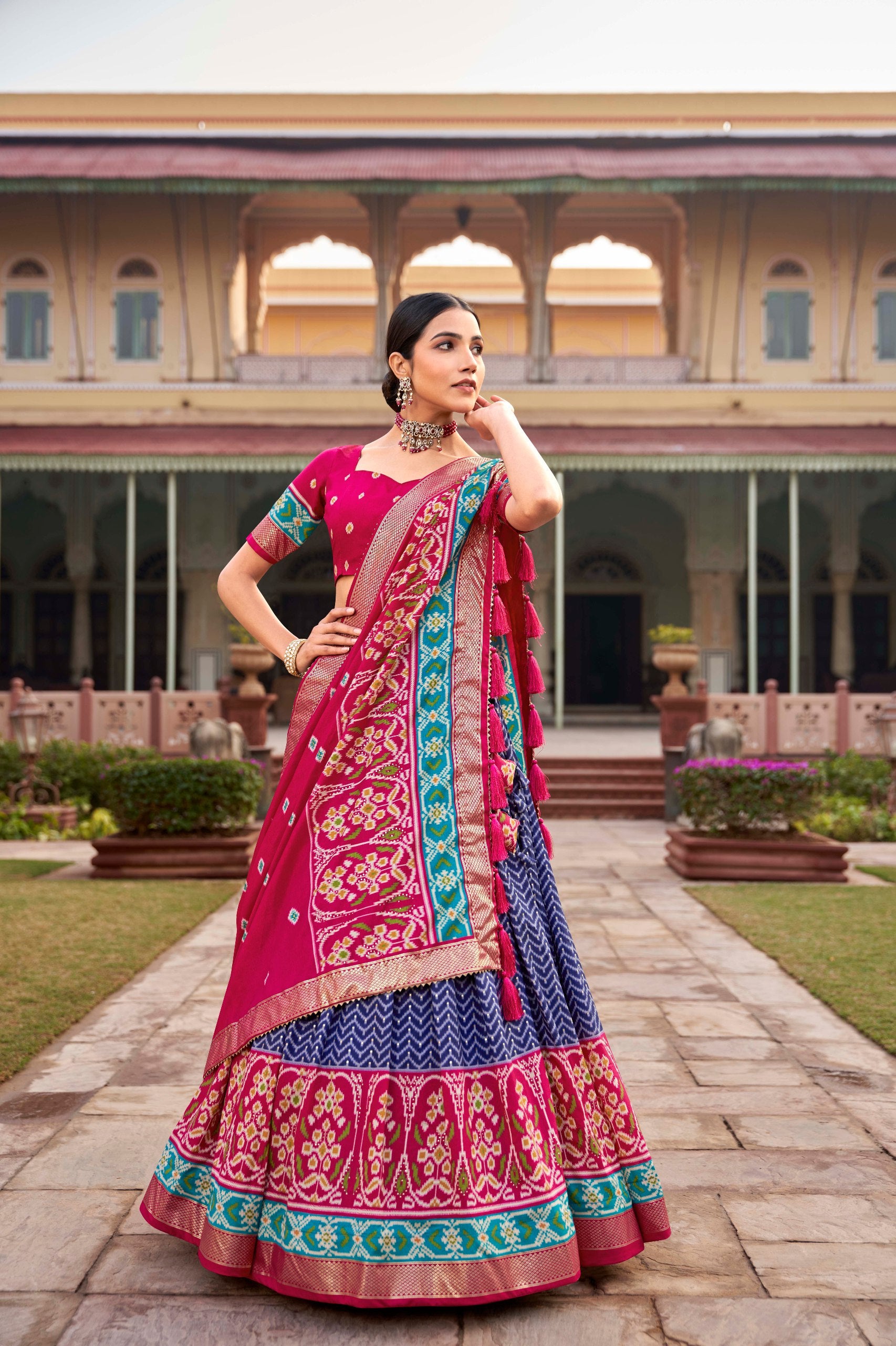 Patola Print Tussar Silk Lehenga Choli for Women